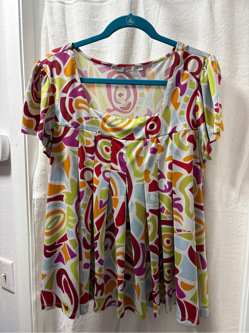 Colorful Abstract Print Women’s Short Sleeve Top